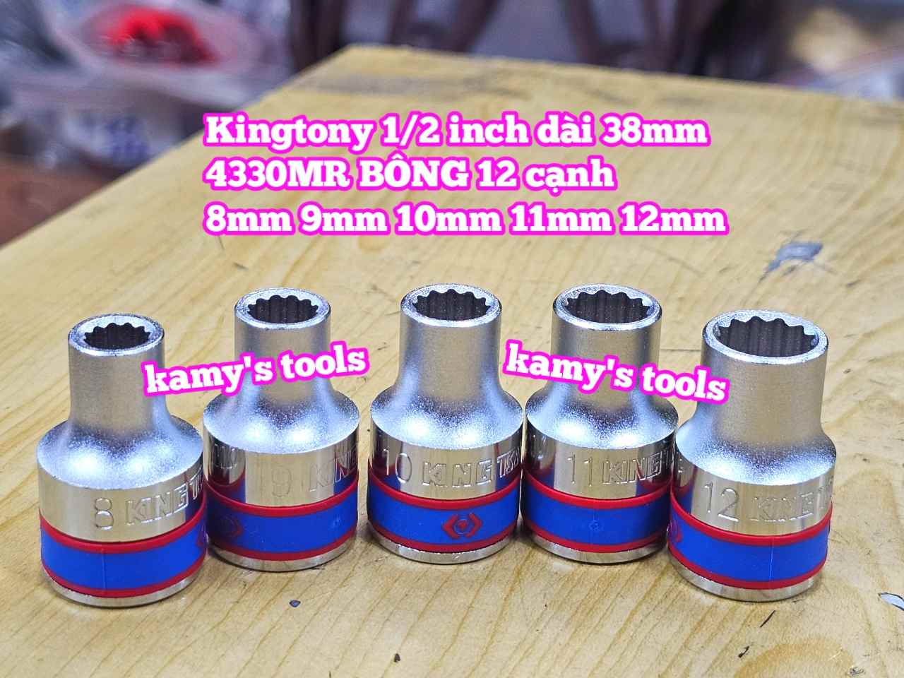 Đầu tuýp khẩu ngắn 1/2 inch Kingtony bông 12 cạnh 8mm 9mm 10mm 11mm 12mm 433008mr 433009mr 433010mr 433011mr 433012mr