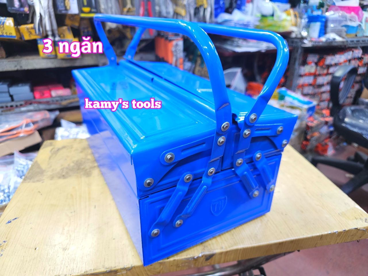 Thùng đồ nghề sắt 3 tầng 5 ngăn thép dày 450x245x190mm