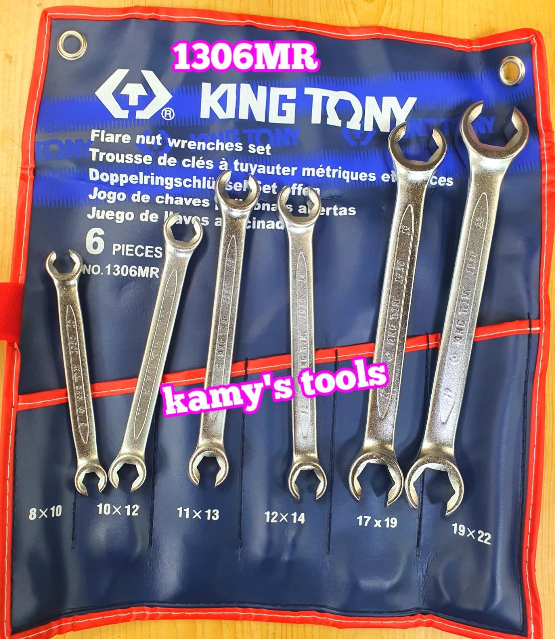 Bộ cờ lê mở ống dầu, vòng chẻ Kingtony model 1306MR 6 chi tiết từ 8-22mm