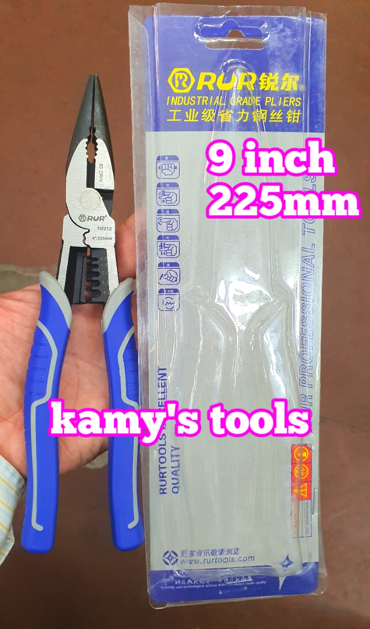 Kìm mỏ nhọn tuốt dây điện bấm cos đa năng 9 inch 225mm Rur R2212