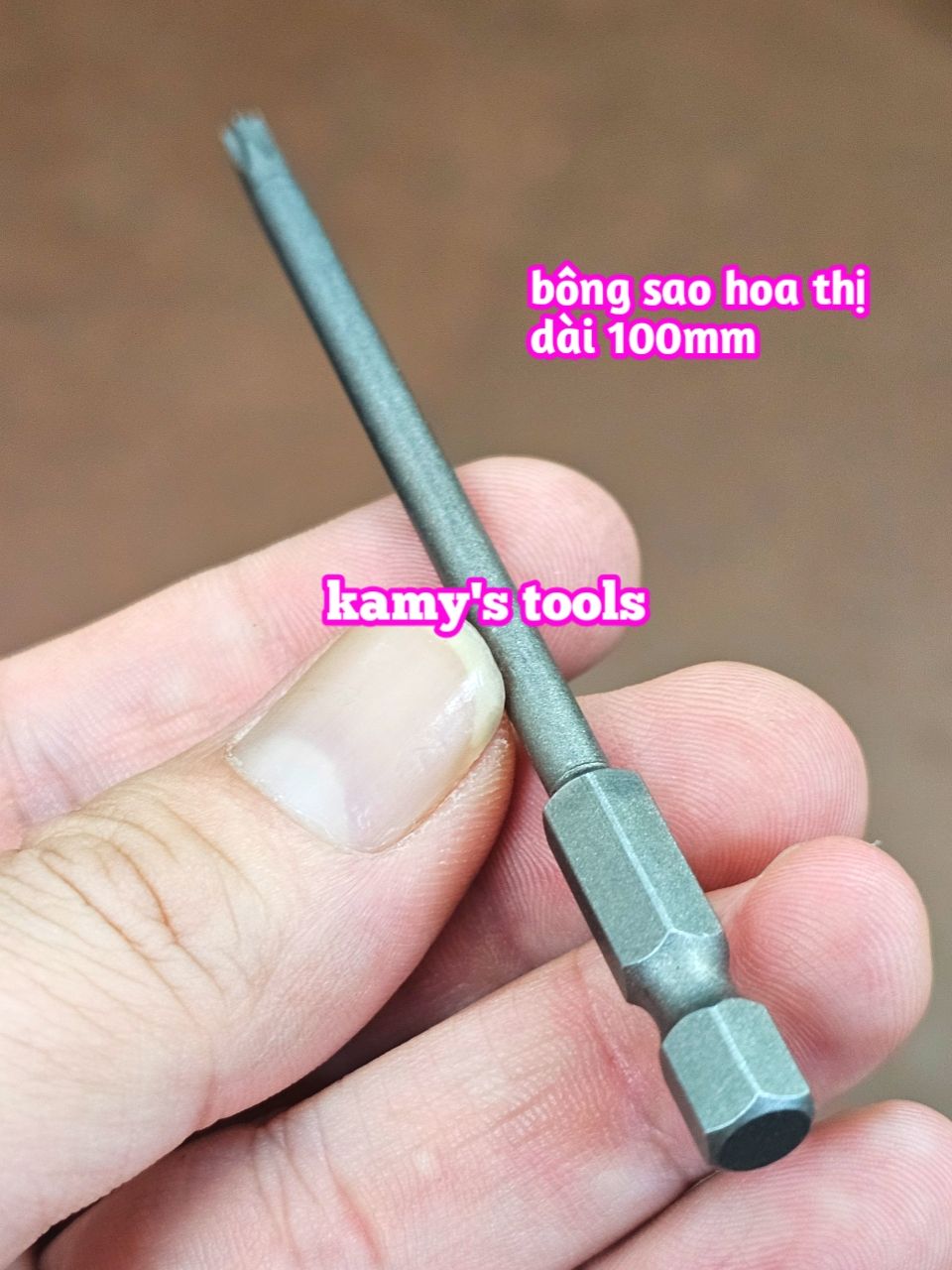 Mũi vít bông sao hoa thị đuôi lục giác 1/4 inch dài 100mm thép S2 T10 T15 T20 T25 T27 T30 T40