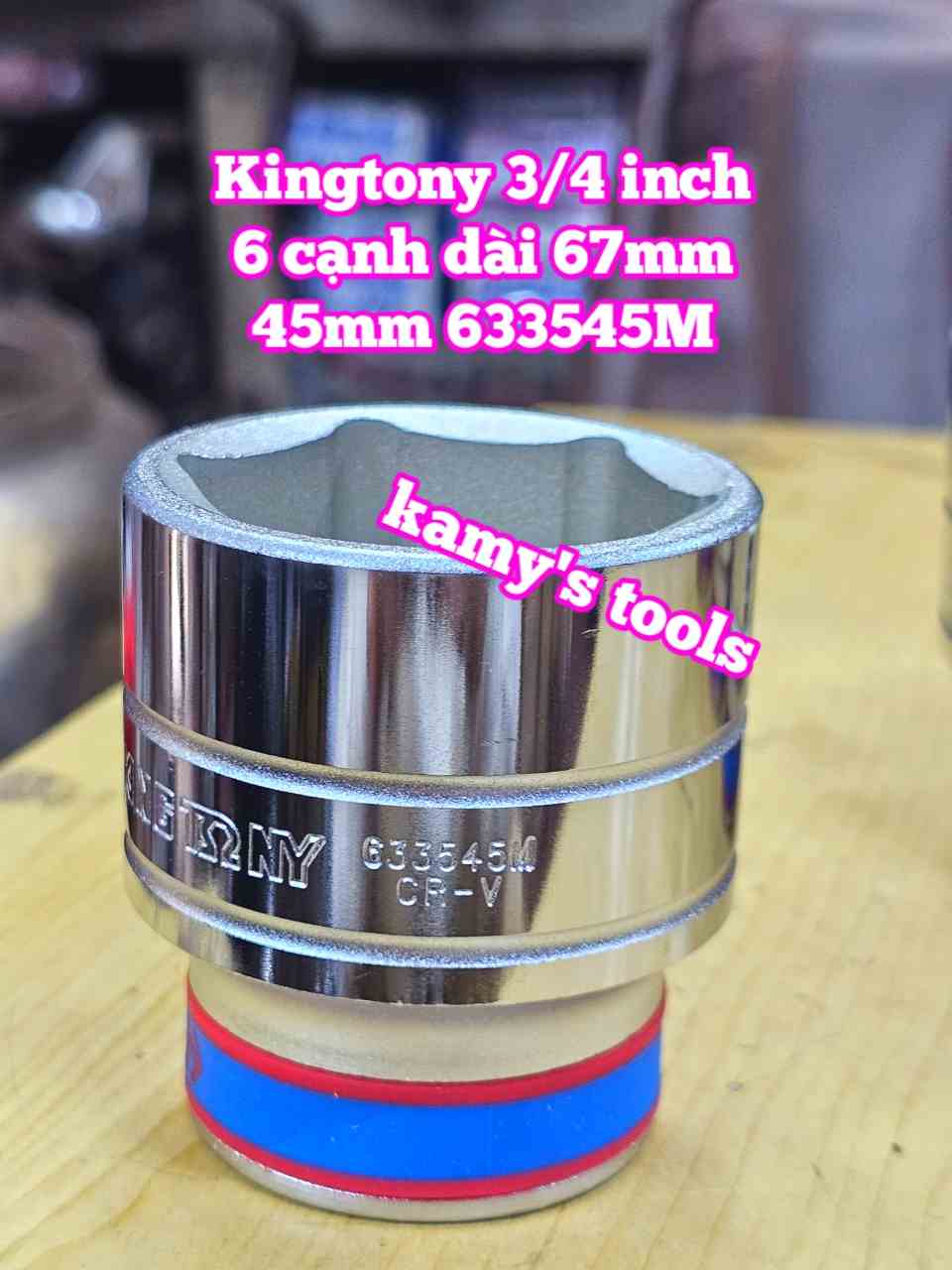 Đầu tuýp khẩu 3/4 inch 6 cạnh trắng Kingtony 45mm 46mm 48mm 50mm 633545M 633546M 633548M 633550M