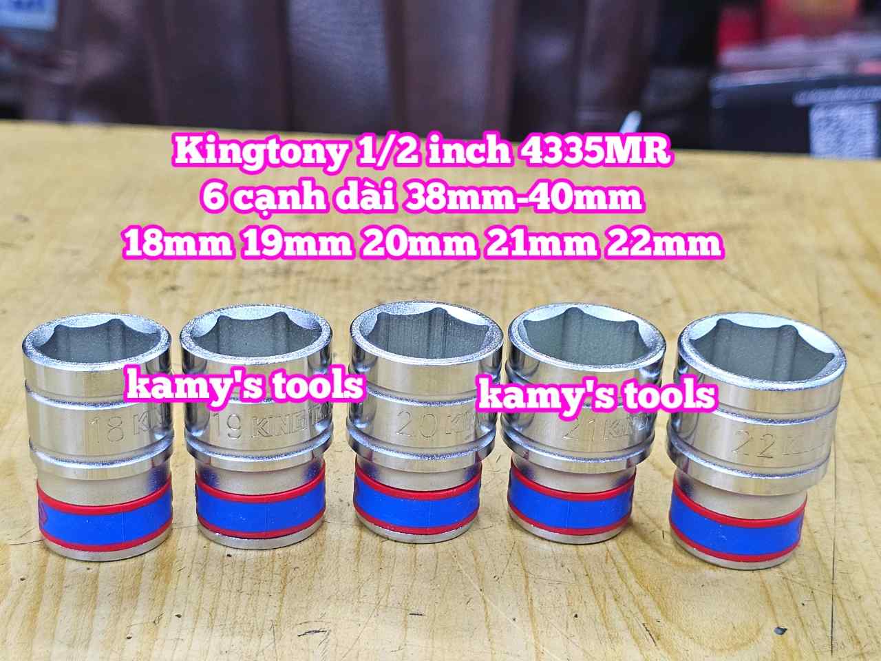Đầu tuýp trắng ngắn 1/2 inch Kingtony 6 cạnh 18mm 19mm 20mm 21mm 22mm 433518MR 433519MR 433520MR 433521MR 433522MR