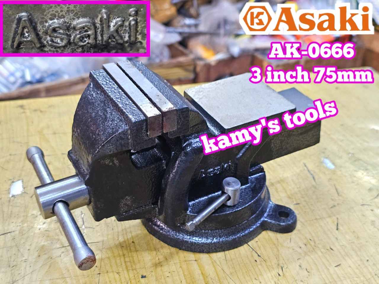 Ê tô bàn nguội xoay Asaki ngàm 75mm 3 inch AK-0666