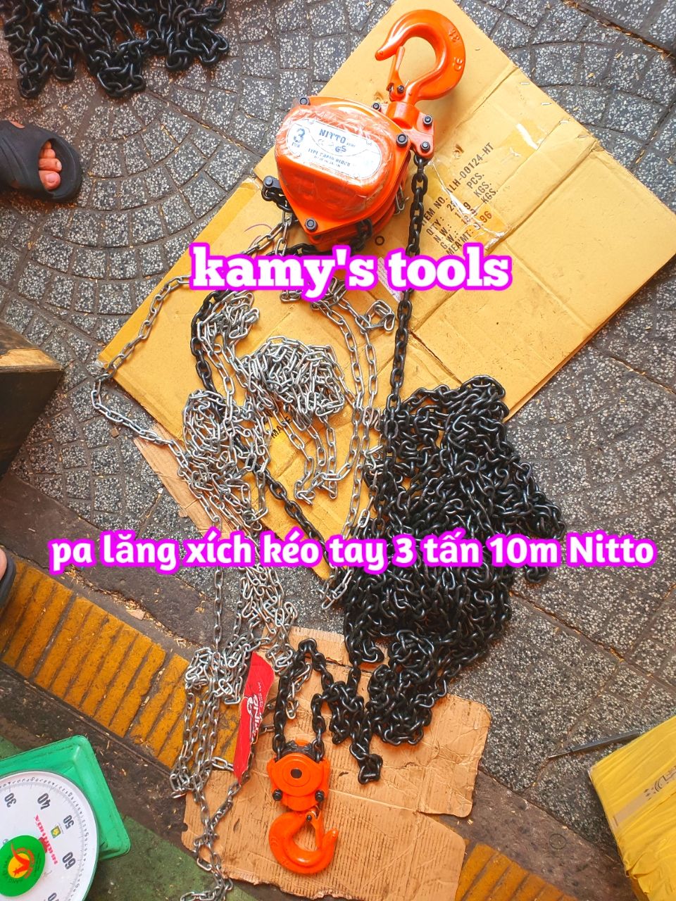 Pa lăng xích kéo tay nitto 3 tấn 10m (10 mét) model 30vp5 loại CB-II xích đóng logo G80 chính hãng cao cấp