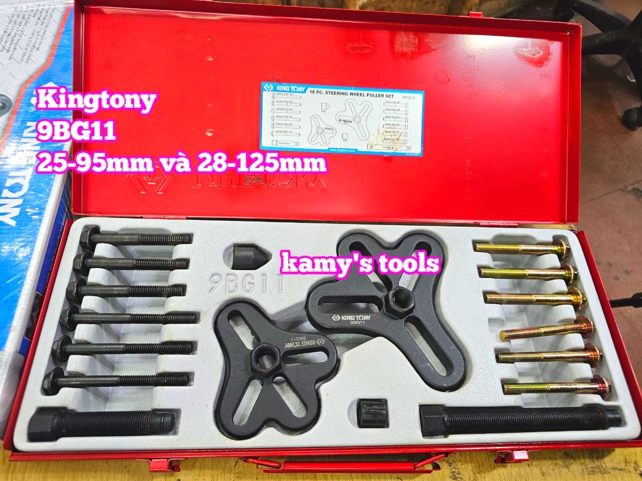 Bộ cảo vô lăng xe ô tô 18 chi tiết Kingtony 9BG11 2 đầu cảo 25-95mm và 28-125mm