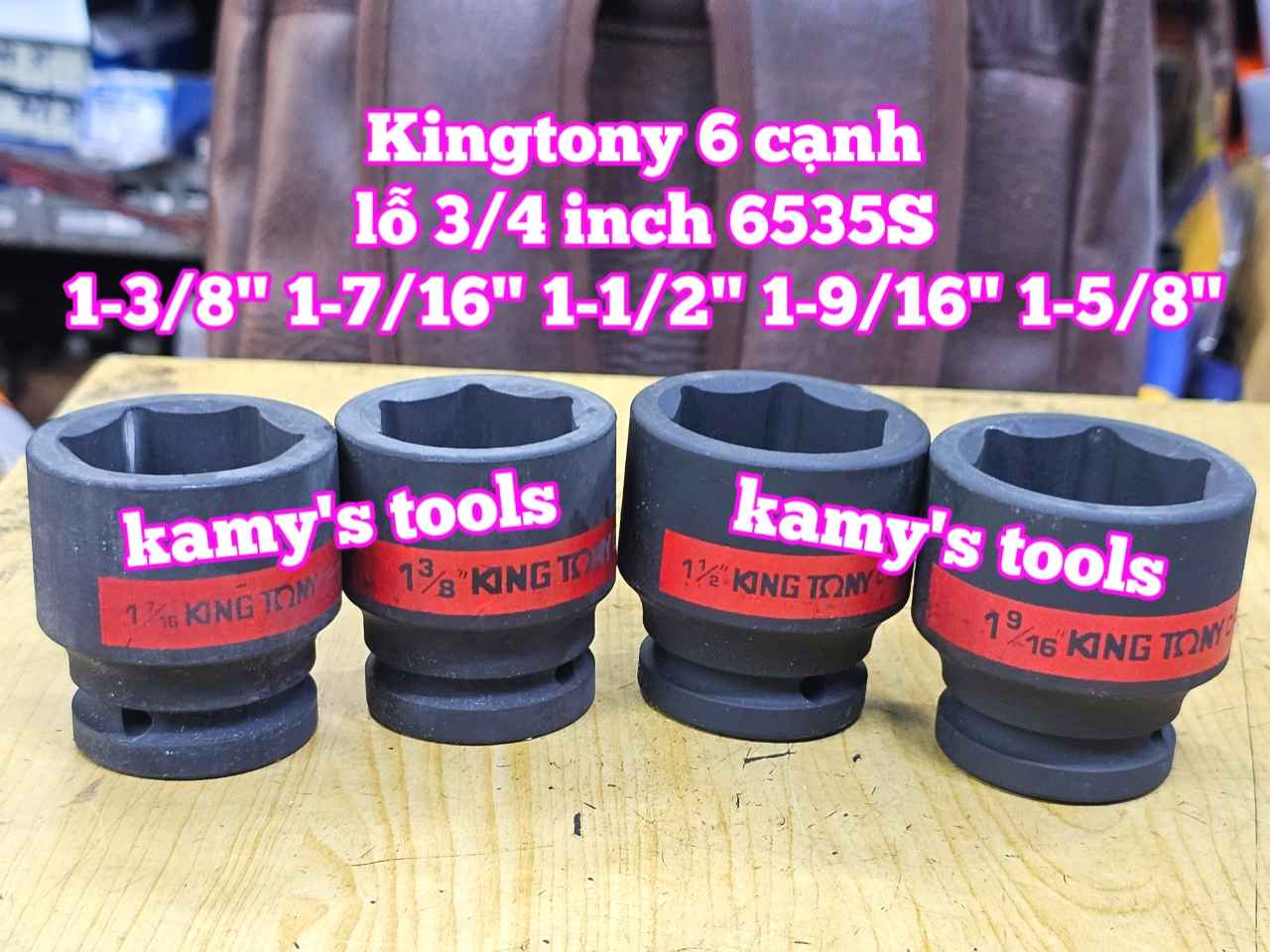 1-3/8 1-7/16 1-1/2 1-9/16 1-5/8 đầu tuýp khẩu lỗ 3/4 inch 6 cạnh Kingtony 653544S 653546S 653548S 653550S 653552S