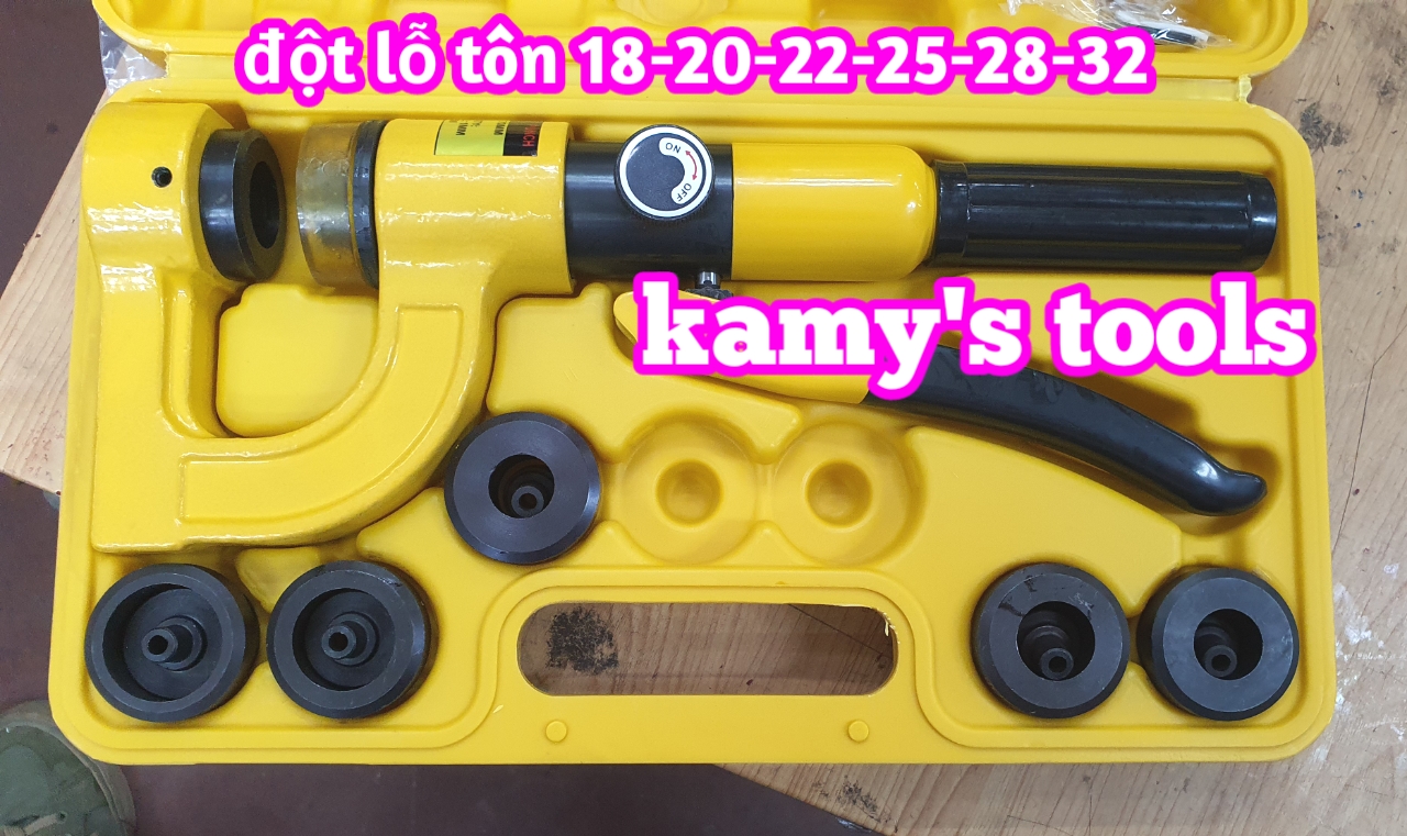 Dụng cụ đột lỗ tôn thủy lực đục lỗ thang máng cáp máng điên SYD-25 với 6 bộ khuôn đột 18-32mm