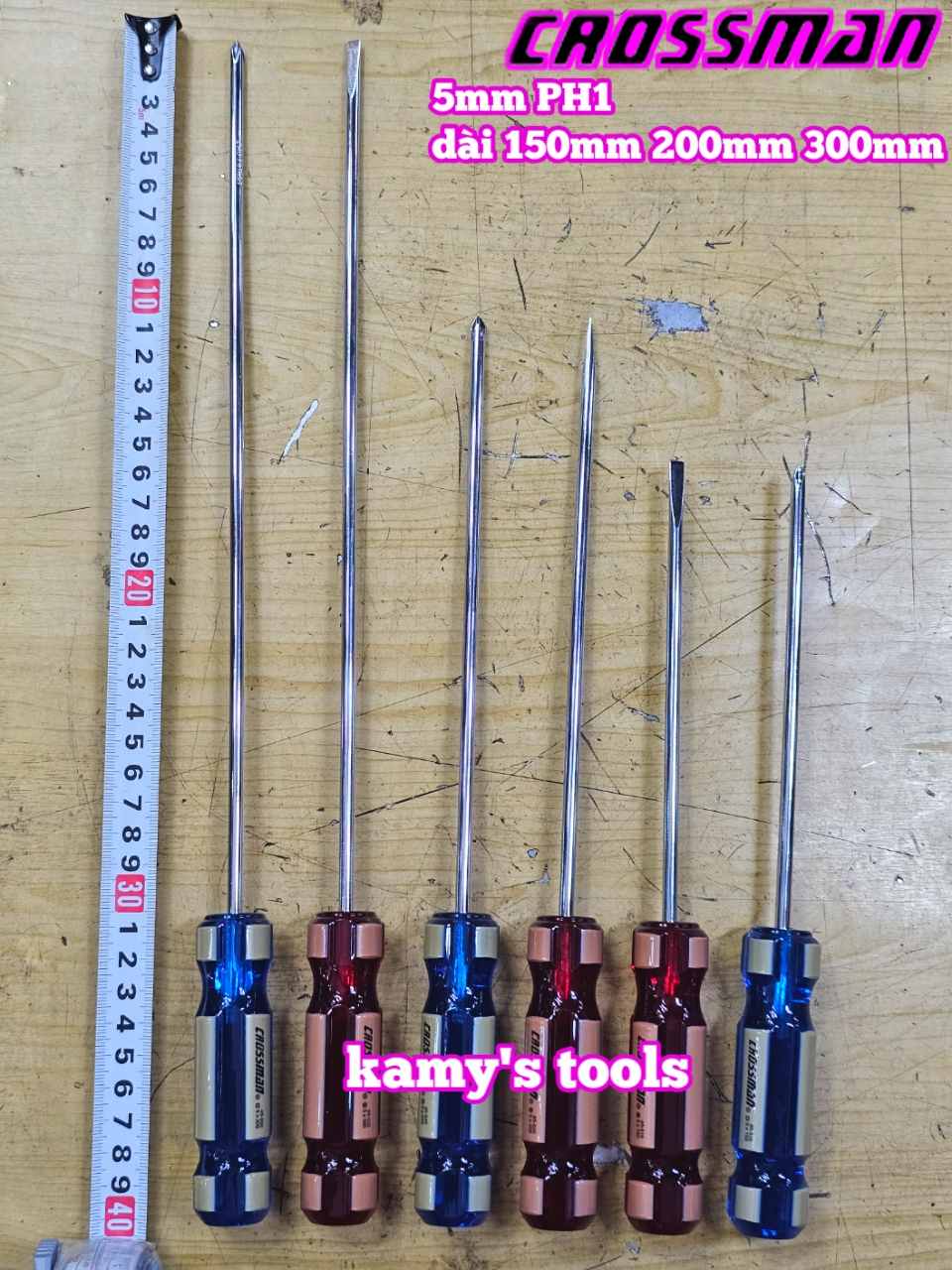 Tua vít bake dẹp 5mm PH1 Crossman dài 150mm 200mm 300mm 45-515 45-535 45-540 45-520 45-550 45-530