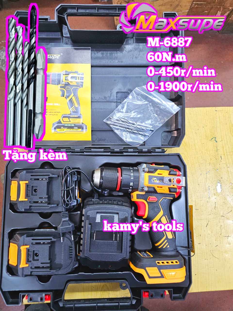 Máy khoan pin Maxsupe M-6887 21V 13mm không chối than
