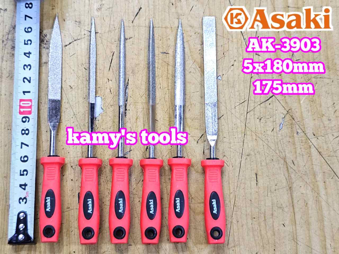 Bộ dũa giũa kim cương mini 6 cây Asaki AK-3903 cỡ 5mm 5x180mm