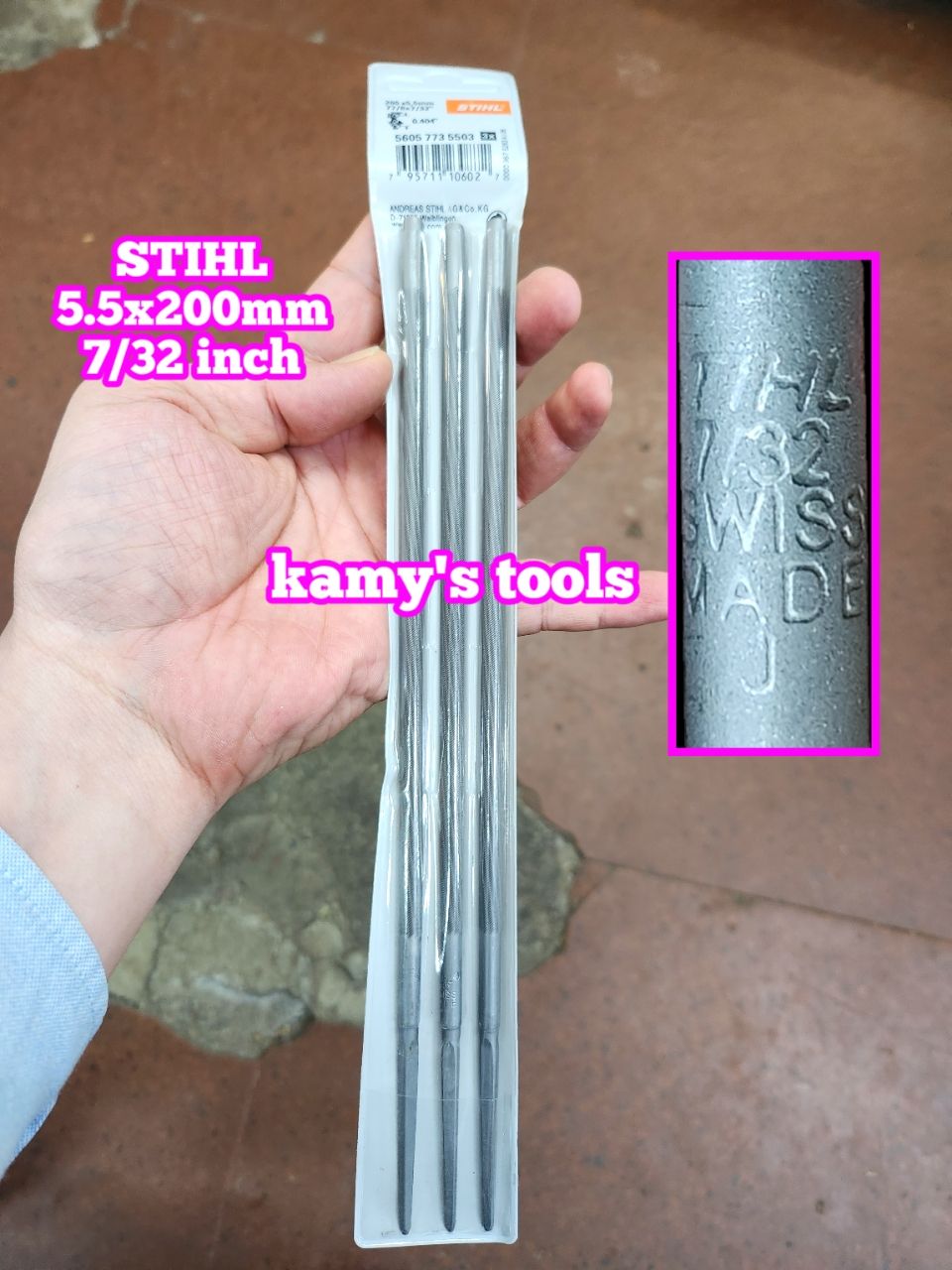 Giũa dũa tròn mài lưỡi cưa xích 5.5mm 7/32 inch STIHL dài 200mm