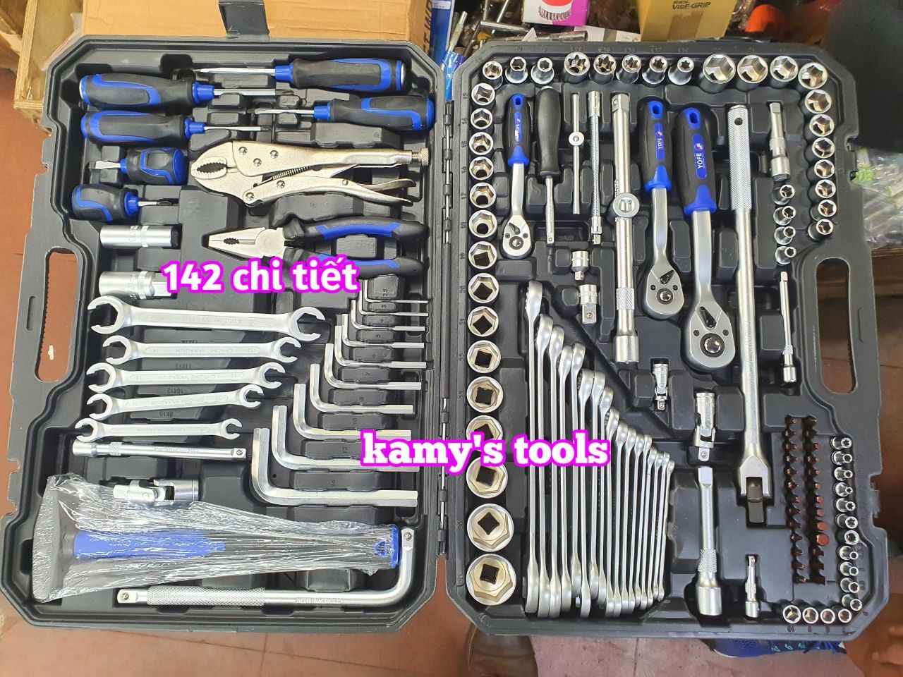 142 chi tiết bộ dụng cụ công cụ đồ nghề bộ tuýp đa năng 3 hệ 1/4 3/8 1/2 inch Yofe