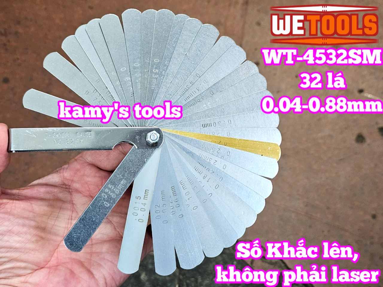 Bộ thước căn lá đo khe hở chỉnh cò xupap 32 lá 0.04-0.88mm Wetools WT-4532SM
