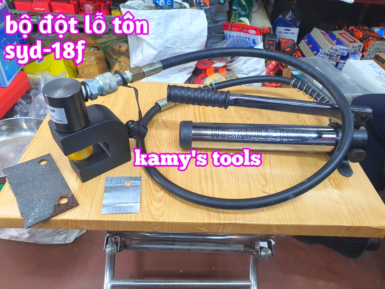 Dụng cụ đột lỗ tôn thủy lực đục lỗ thang máng cáp máng điên SYD-18F 6mm-18mm họng sâu 40mm