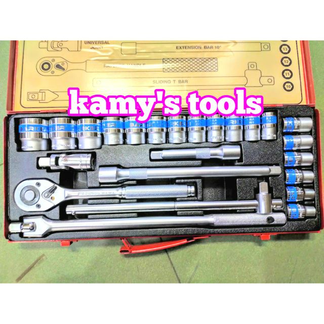 Bộ tuýp khẩu 25 chi tiết 1/2 inch 10-32mm Barker hệ mét, hệ inch chính hãng (bộ đầu tuýp, bộ đầu khẩu, bộ đầu chụp)