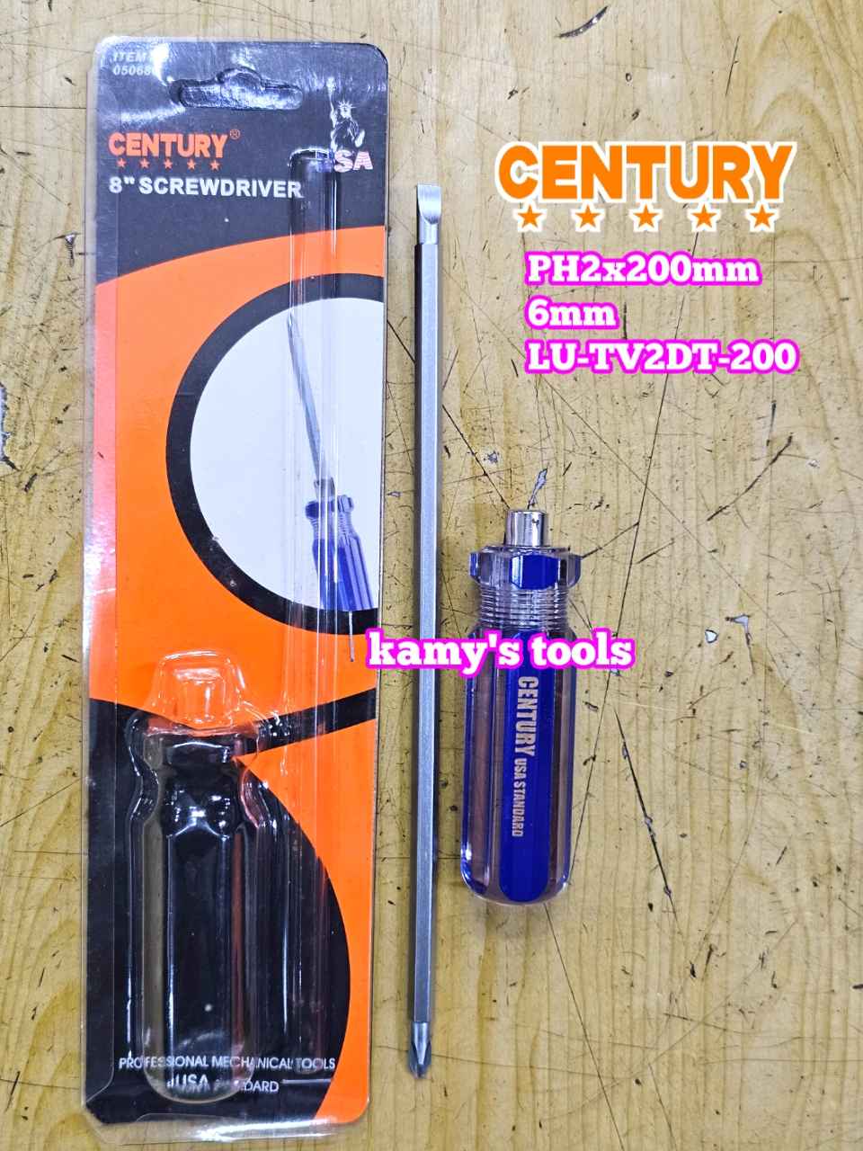 Tua vít 2 đầu cán trong Century PH2 6mm dài 200mm 6x200mm LU-TV2DT-200