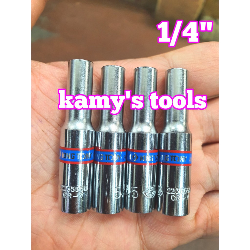 Đầu tuýp đầu khẩu dài 1/4 inch Kingtony 4mm 4.5mm 5mm 5.5mm 6mm 7mm 8mm 9mm 10mm 11mm 12mm 13mm 14mm model 2235