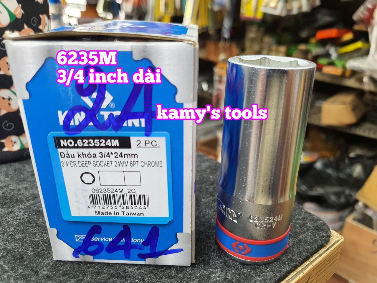 Đầu tuýp khẩu 3/4 inch 6 cạnh trắng dài 90mm 23mm 24mm 26mm 27mm 28mm 623523M 623524M 623526M 623527M 623528M