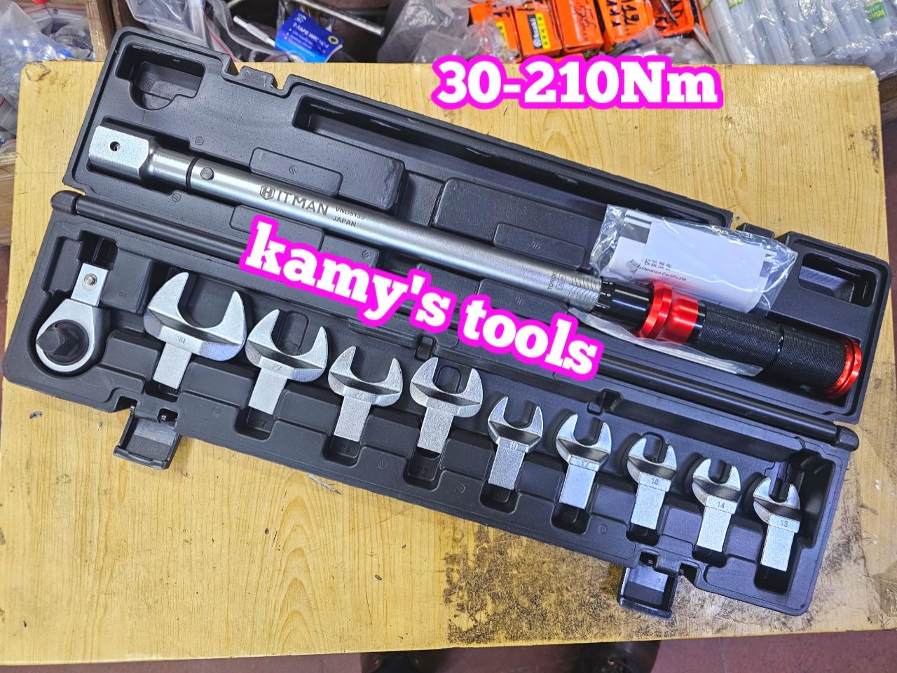Cần siết cân chỉnh lực đổi đầu 1/2 inch 30-210Nm 9 cờ lê miệng 13-30mm