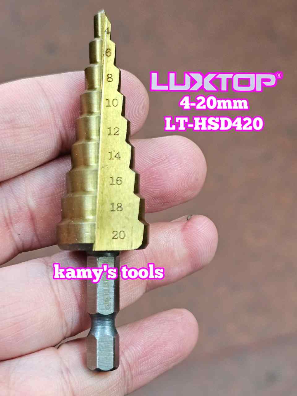 Mũi khoan tháp chuôi lục giác 4-20mm Luxtop LT-HSD420