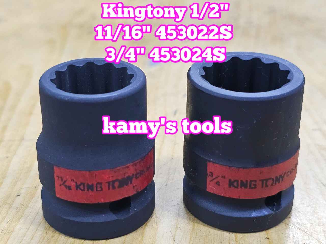 Đầu tuýp 1/2 inch bông 12 cạnh đen Kingtony 11/16 inch 453022S 3/4 inch 453024S