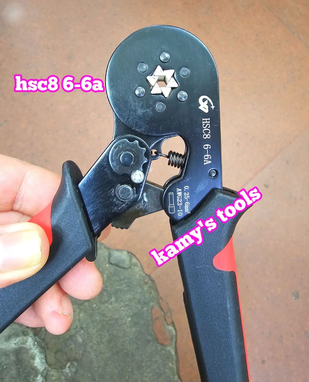 HSC8 6-6A Kìm bấm cos lục giác pin tròn rỗng CV tools 0.25-6mm2