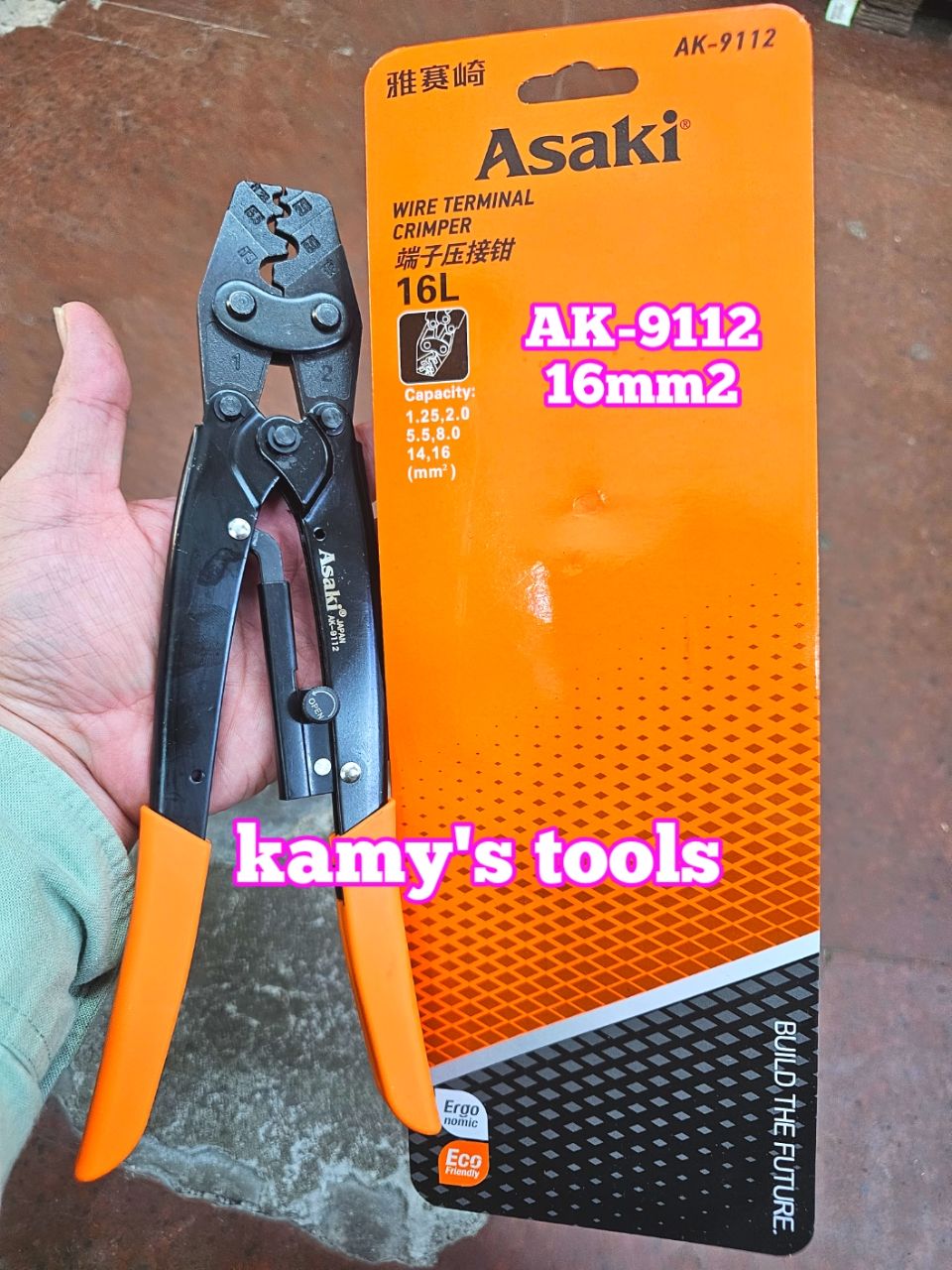 AK-9112 Kìm bấm cos Asaki 16L dài 275mm 1.25-16mm2