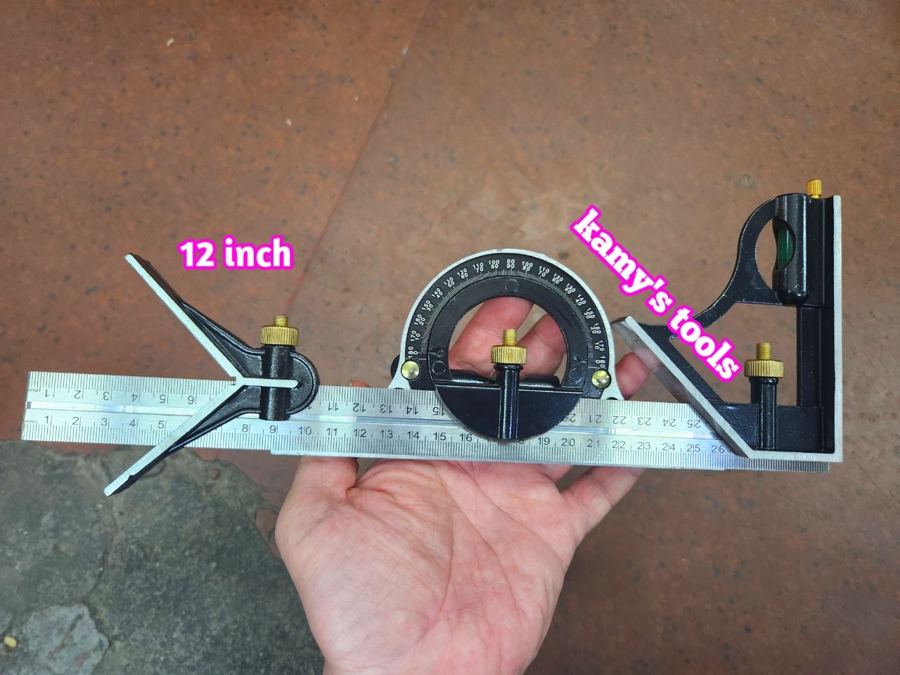 Thước đo góc ê ke góc vuông đa năng L+R+T dài 12 inch 305mm