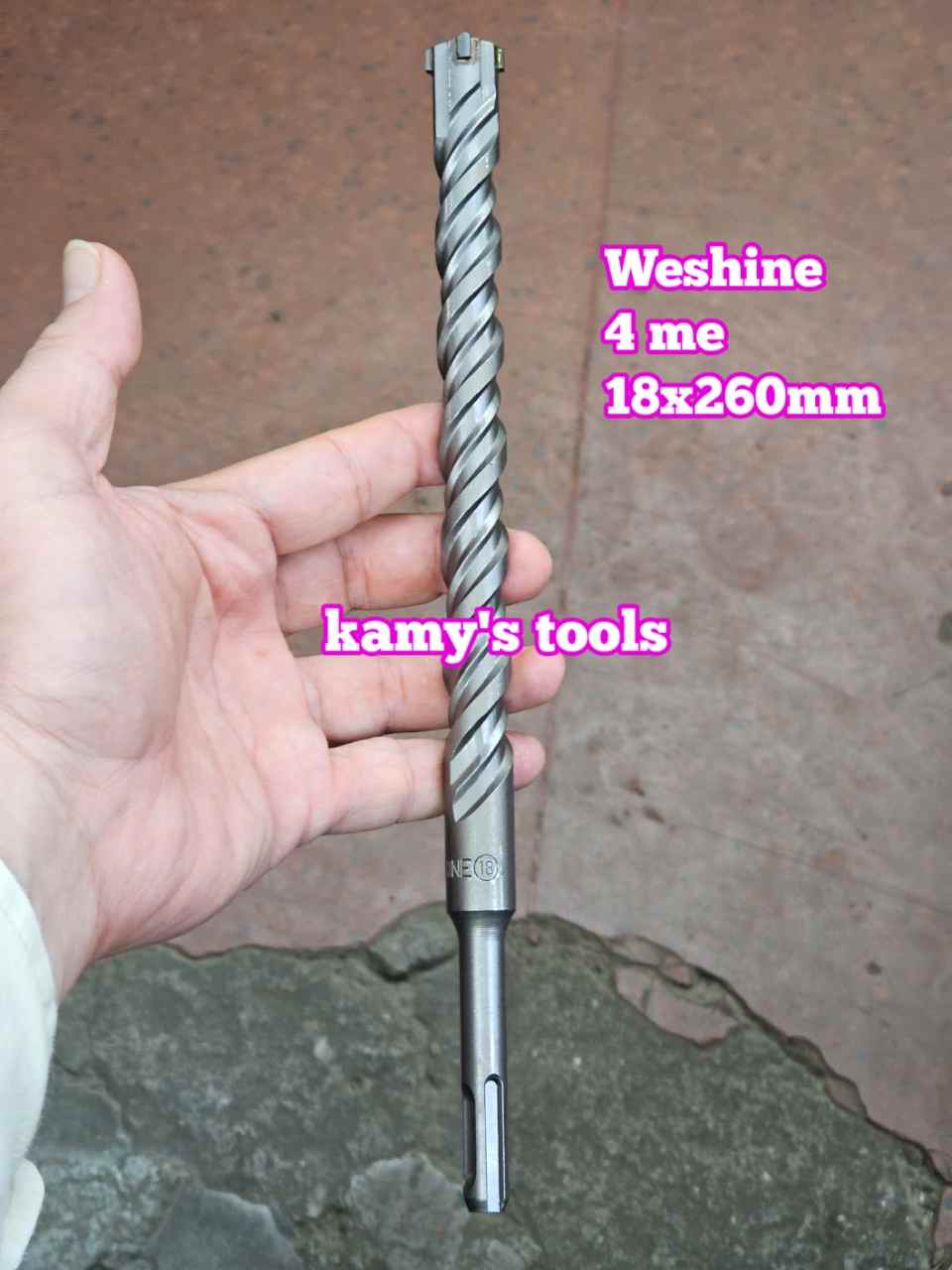 Mũi khoan bê tông chuôi gài SDS-PLUS 4 me Weshine 18mm 18x260mm WS-341826