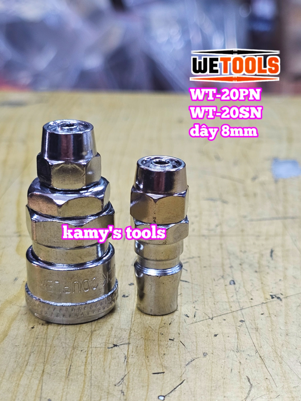 Bộ nối nhanh hơi khí nén dùng cho dây hơi 8mm 20SN 20PN Wetools WT-20PN WT-20SN