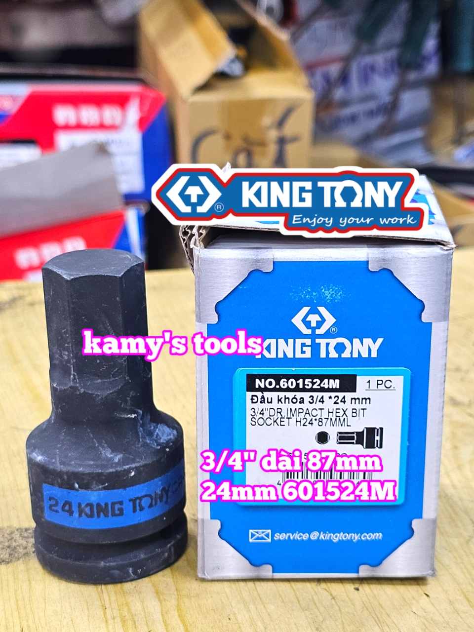 Đầu tuýp lú  đầu lục giác 6 cạnh 3/4 inch Kingtony 24mm 601524M 27mm 601527M