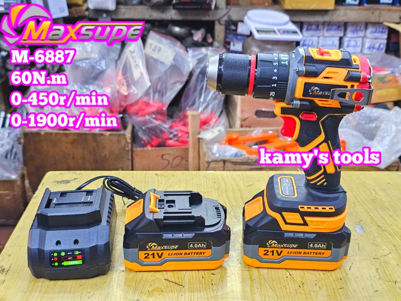 Máy khoan pin Maxsupe M-6887 21V 13mm không chối than