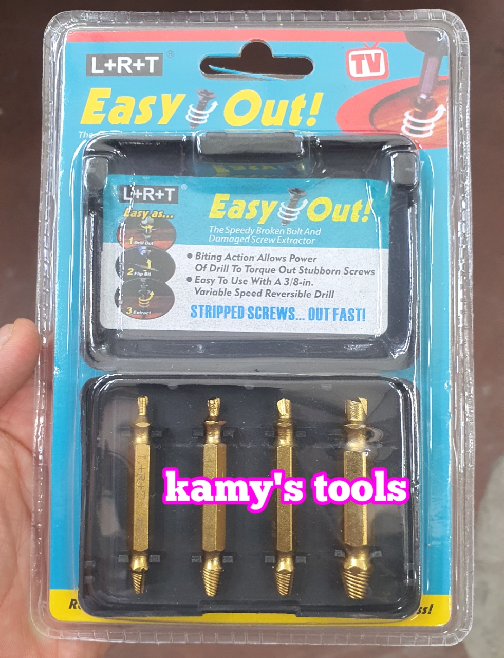 Bộ 4 mũi khoan hai mặt dùng để tháo gỡ bu lông ốc vít bị hư nhanh chóng tiện dụng thép vàng cao cấp LRT