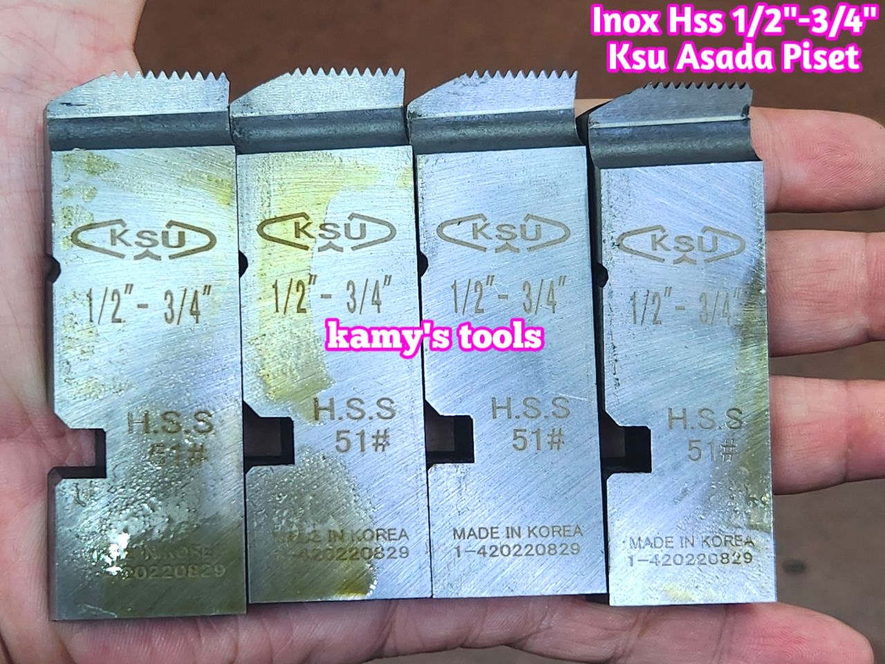 Dao tiện ren ống inox HSS BSPT Asada Piset Ksu hiệu KSU 1/2”-3/4” inch ren ống 21mm-27mm.