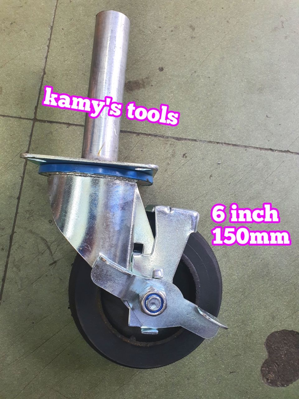 Bánh xe giàn giáo có khóa bánh cao su đặc 6 inch 150mm xoay 360 độ