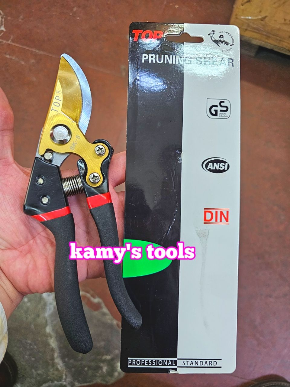 Kéo cắt cành cây trợ lực thép SK-5 lưỡi vàng dài 215mm