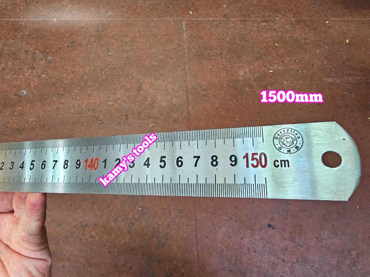Thước lá inox 1.5m (1.5 mét) 1500m 150cm bản 37.5mm hệ inch và mét Berrylion model 070701150
