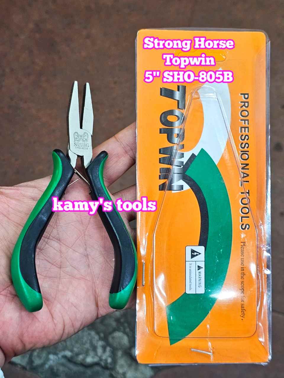 Kìm mũi dẹp bằng không răng 5 inch 125mm SHO-805B Strong Horse Topwin