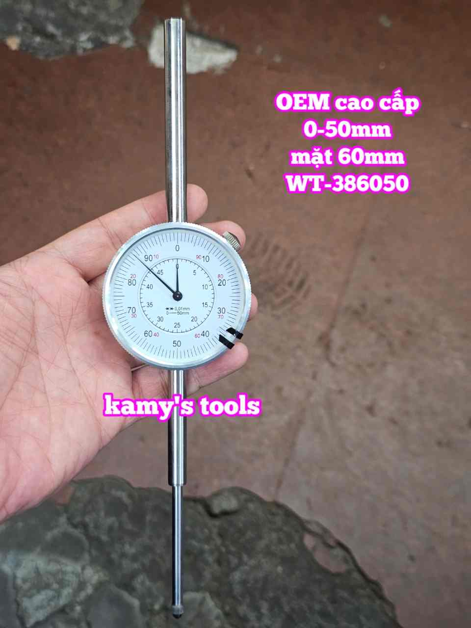 Đồng hồ so 0-50mm x 0.01mm mặt 60mm hàng OEM cao cấp Wetools WT-386050