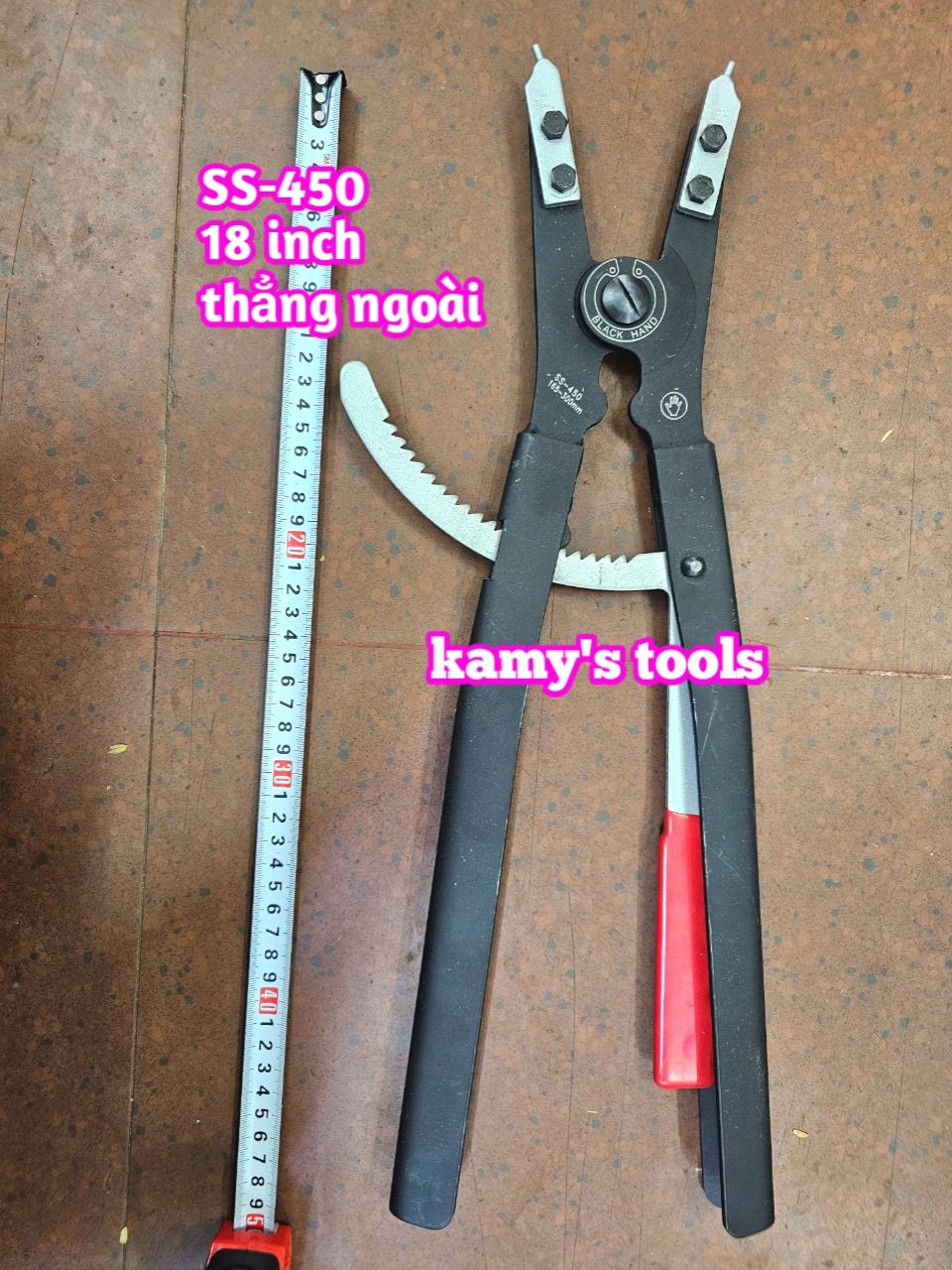 Kìm mở phe ngoài thẳng Black hand 18 inch dài 450mm SS-450 BH-416-2 mở phe đường kính 165-300mm