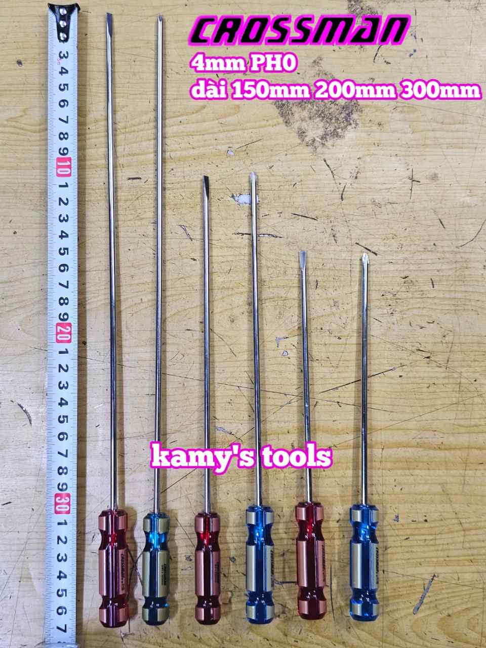 Tua vít bake dẹp 4mm PH0 Crossman dài 150mm 200mm 300mm  45-435 45-415 45-440 45-420 45-450 45-430