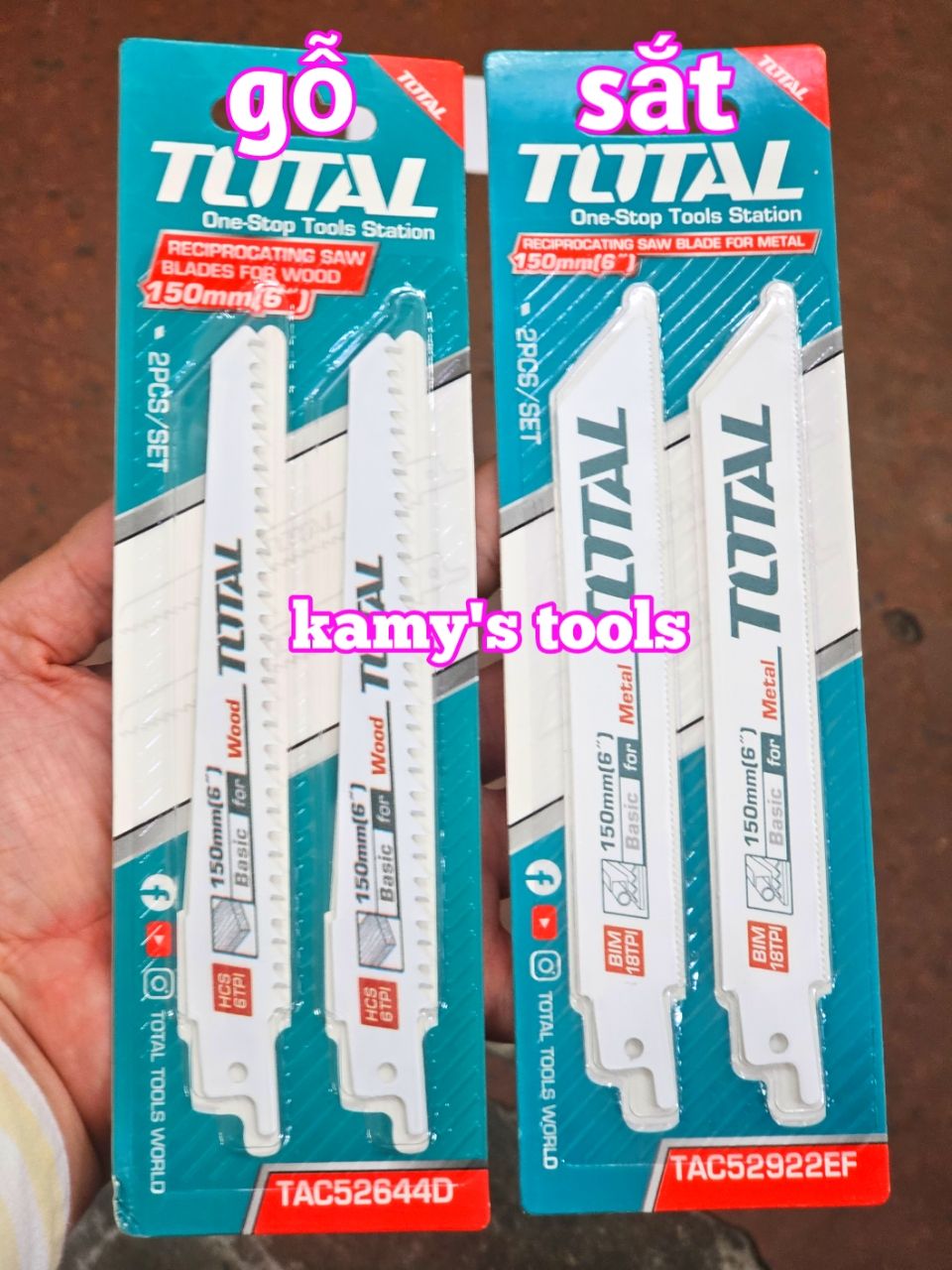 Bộ lưỡi cưa kiếm cưa Sắt TAC52922EF cưa Gỗ TAC52644D Total 6 inch dài 150mm (1 vĩ 2 lưỡi)