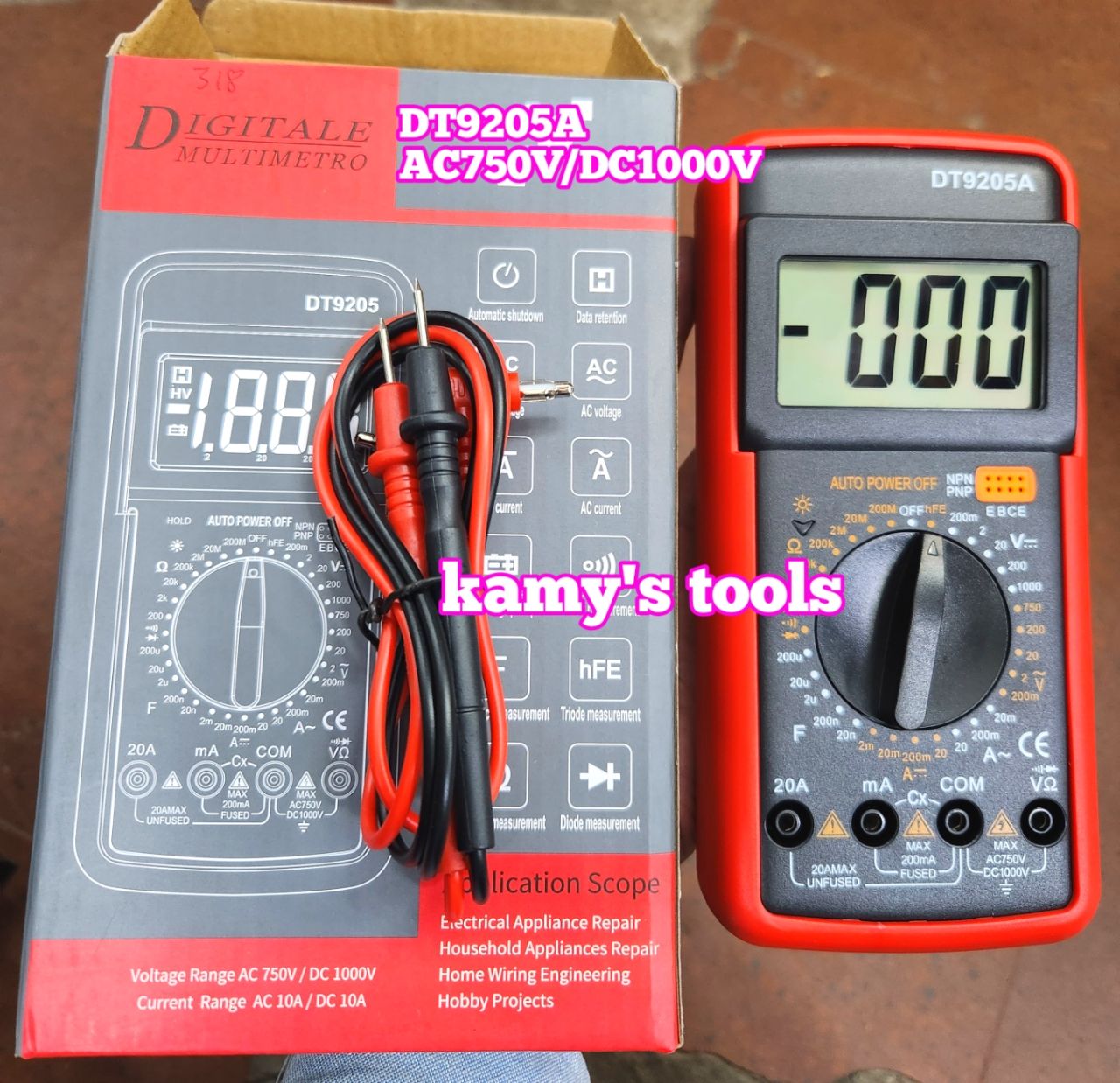 Đồng hồ đo điện vạn năng VOM DT9205A AC750V/DC1000V Digitale
