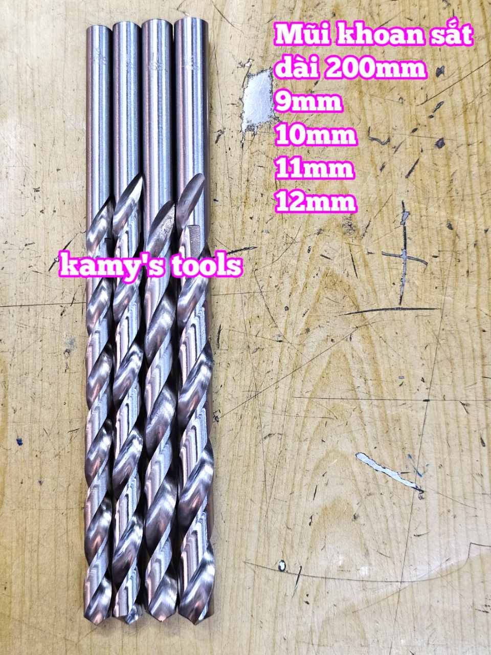 Mũi khoan sắt dài 200mm cỡ 9mm 10mm 11mm 12mm Wetools WT-232009 WT-232010 WT-232011 WT-232012