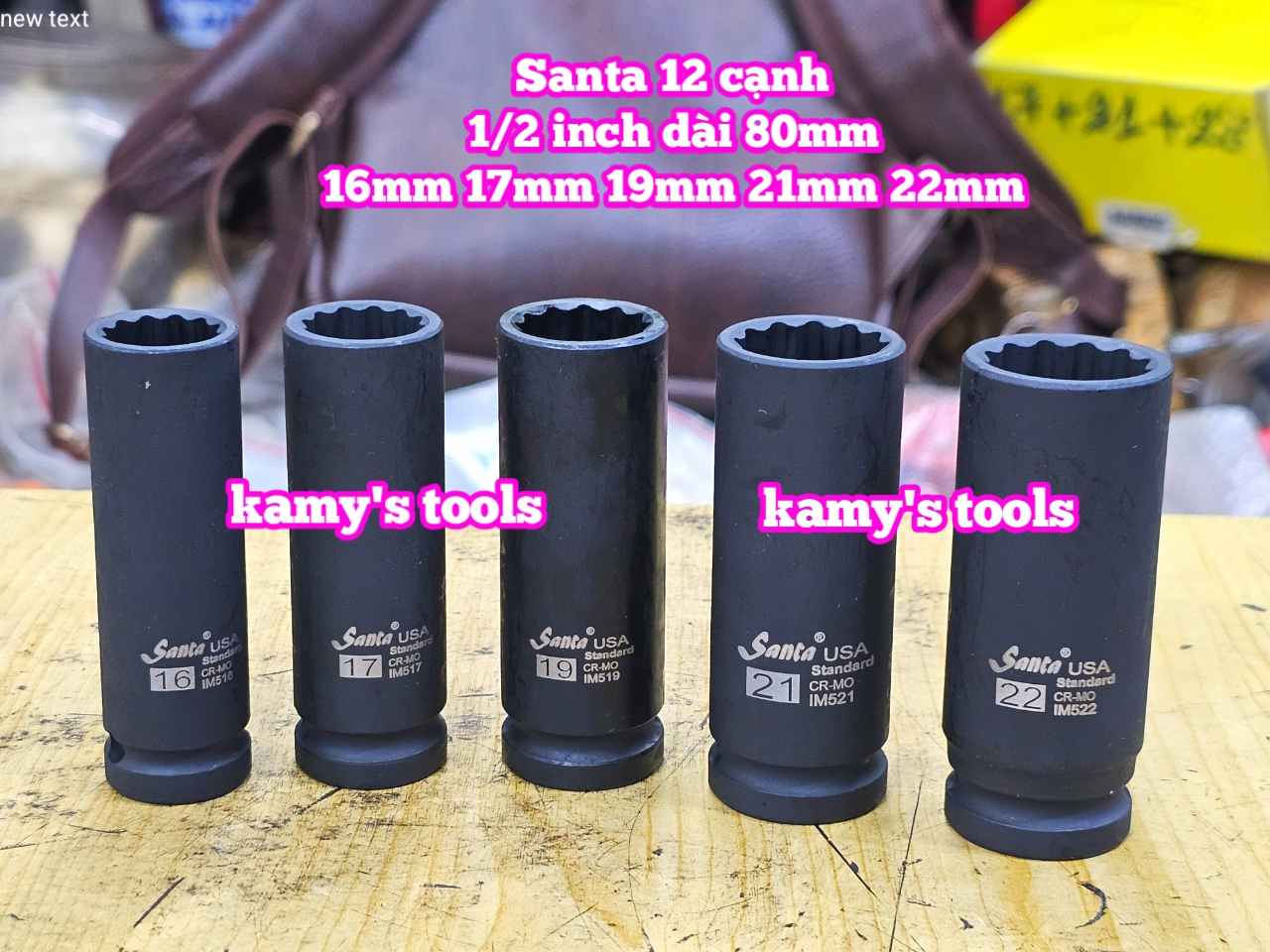 Tuýp 1/2 inch đen dài BÔNG 12 cạnh dài 80mm Santa 16mm 17mm 19mm 21mm 22mm IM516 IM517 IM519 IM521 IM522
