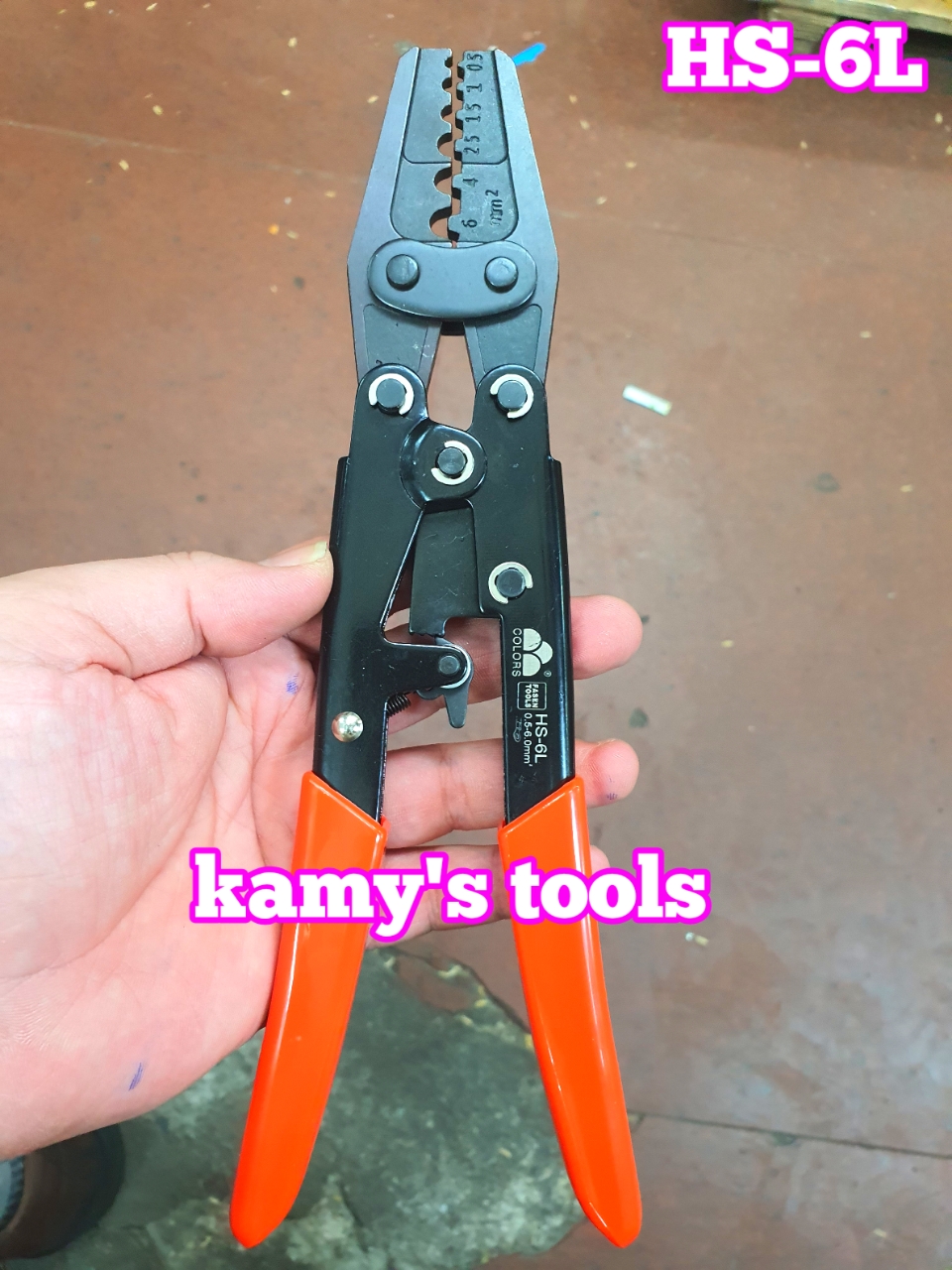 Kìm bấm cos nối, cos trần, cos pin tròn, cos chẻ HS-6L Fasen 0.5-6mm2 chính hãng