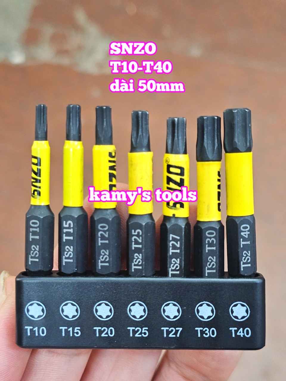 Mũi vít bông sao hoa thị đuôi lục giác 1/4 inch SNZO dài 50mm 7 chi tiết T10-T40 thép đen S2 SH-5007