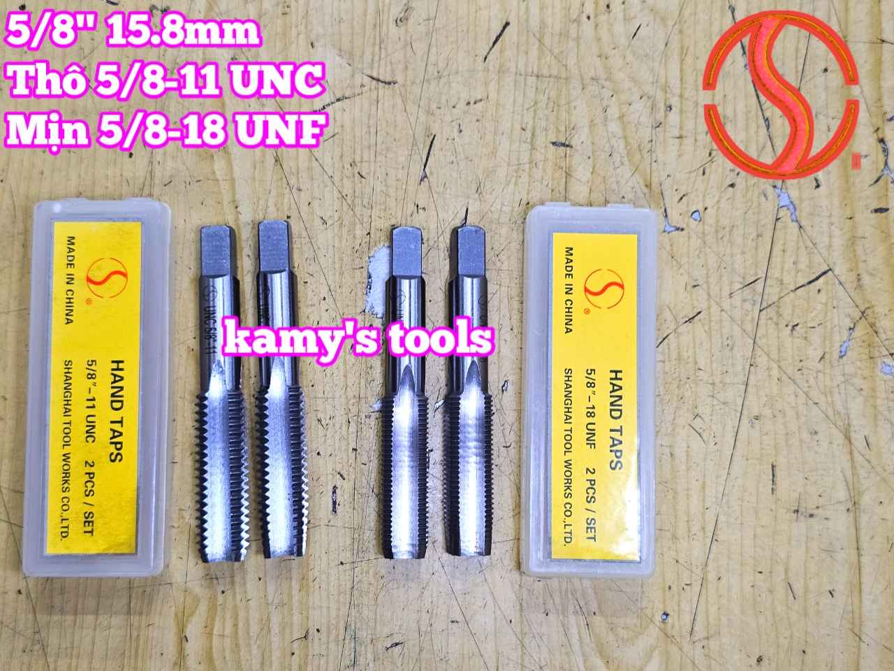 Bộ taro hệ inch tạo ren trong 5/8 inch (15.8mm) Shanghai bước ren thô và mịn 5/8-11 UNC 5/8-18 UNF