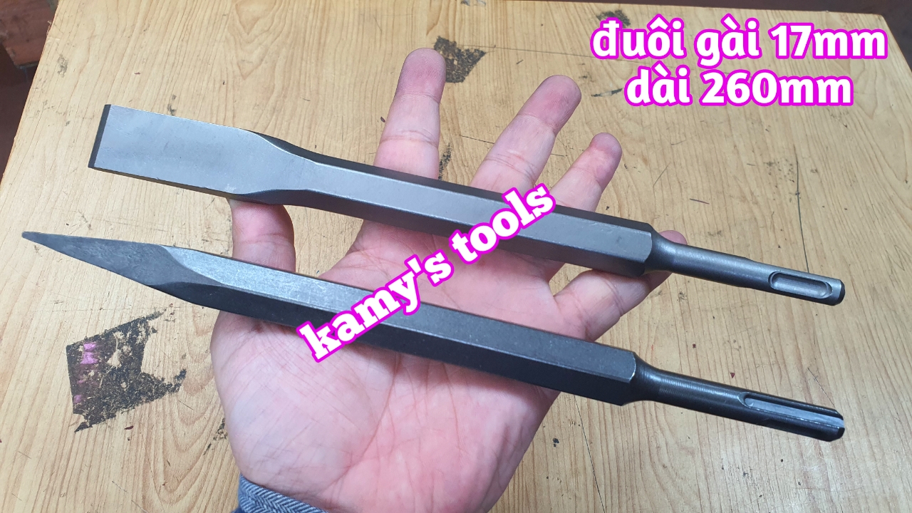 Mũi đục bê tông nhọn dẹp đuôi gài 4 rãnh 17mm dài 260mm Dannio